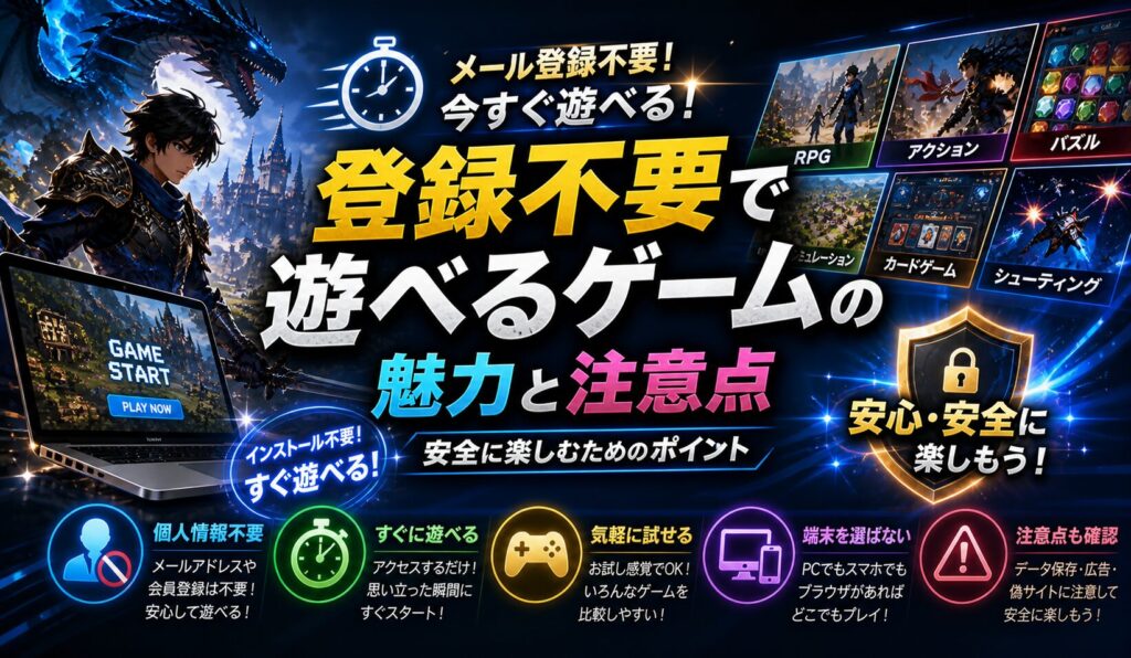 登録不要で遊べるゲームの魅力と注意点｜安全に楽しむためのポイント